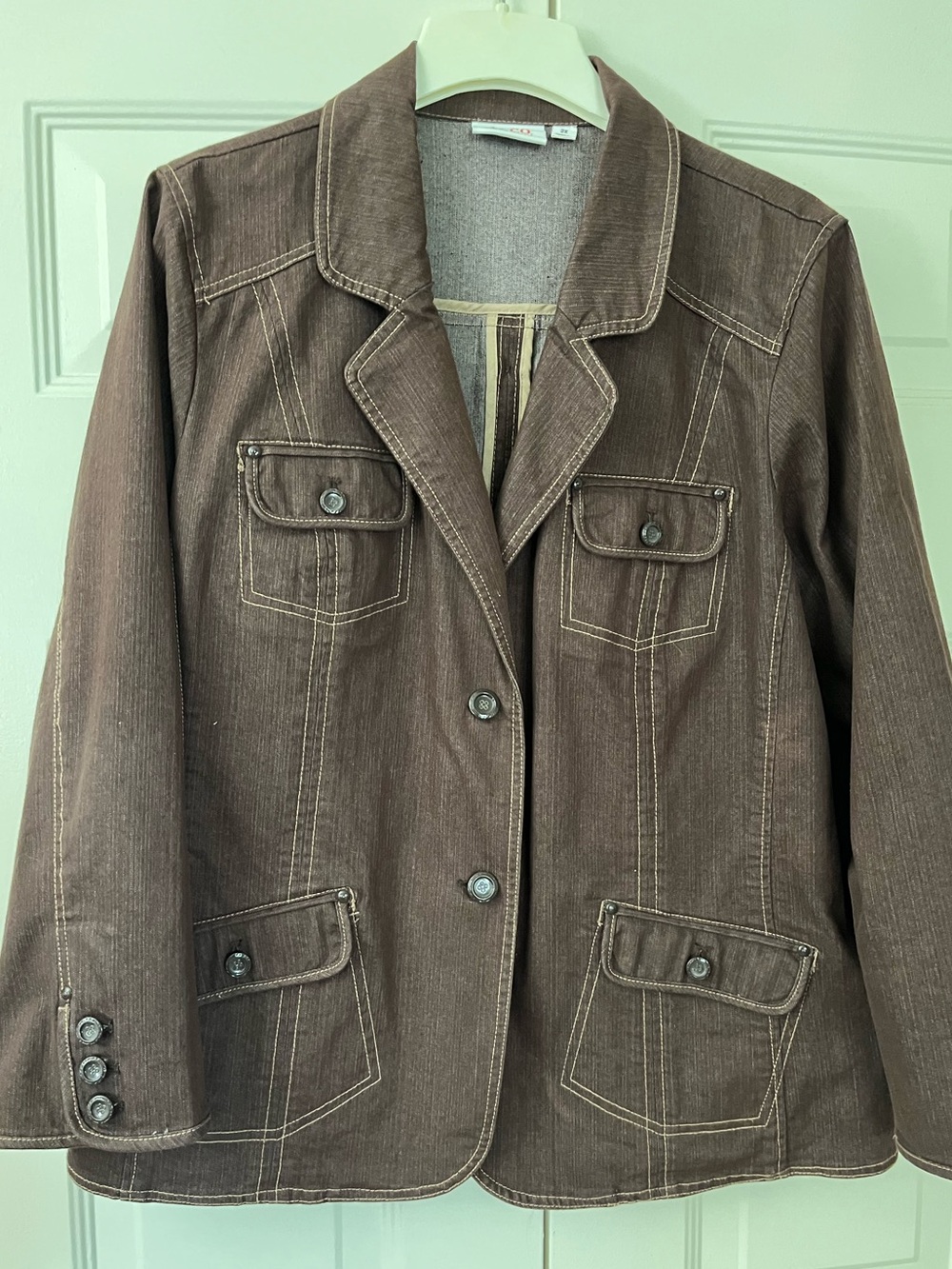 Denim & Co Chocolate Brown Denim Blazer Jacket